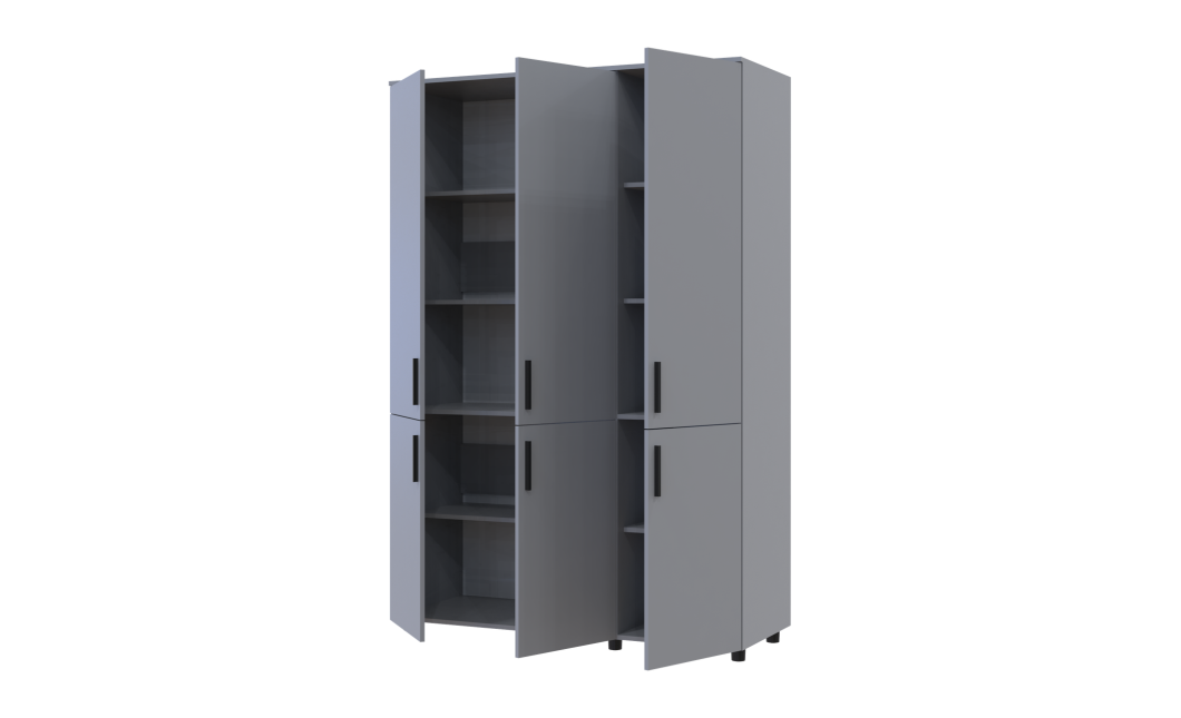 Kleiderschrank Doros Thorn Grau 3 Türen Böden 135x51,6x200 (44900488)
