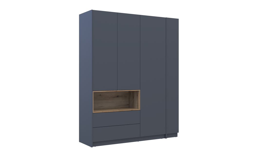 Kleiderschrank Doros Dale mit Drehtüren Anthrazit/Ewok Eiche 3 Türen 178x52x220 (42005338)