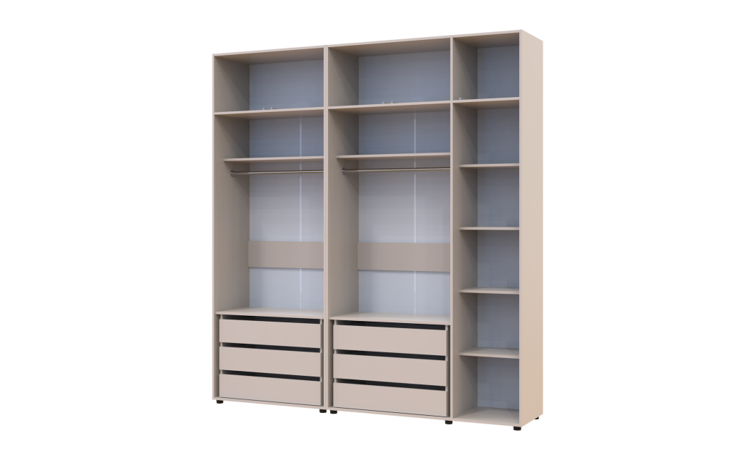 Kleiderschrank mit Schubladen und Aufsatz Doros Kasper Kaschmir 2+3 Türen 225x48x245 (42005554)