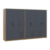 Kleiderschrank Doros Rondi Artisan Eiche/Graphit 3+4 Türen 281x52x195 (42005696)