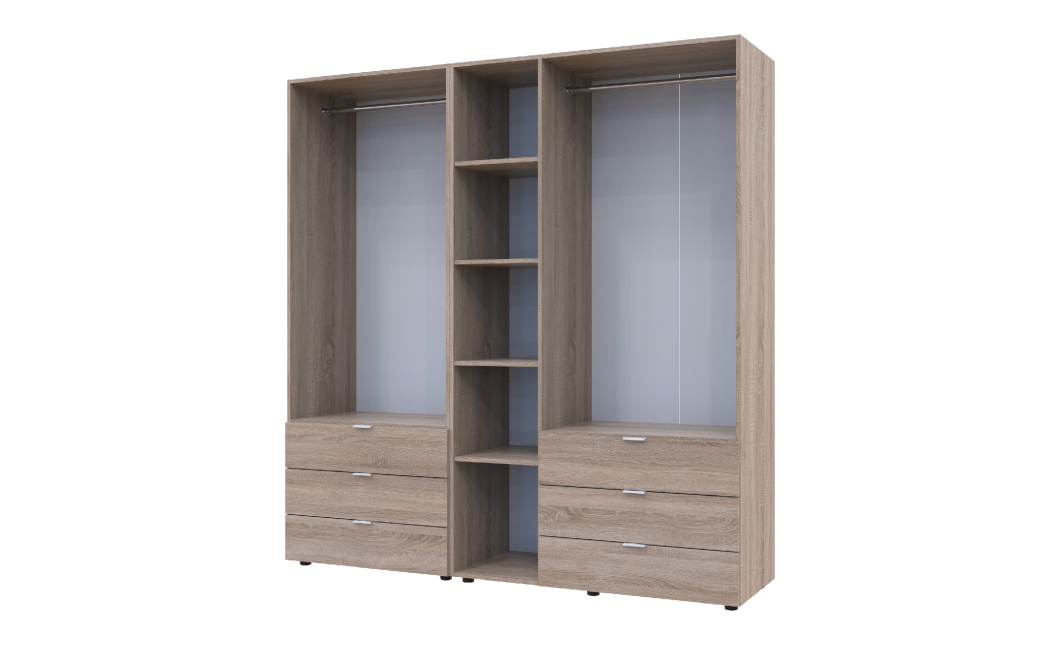 Kleiderschrank Doros Gelar Set mit Drehtüren Sonoma Eiche 2+3 Türen 193,7x49,5x203,4 (42002122)