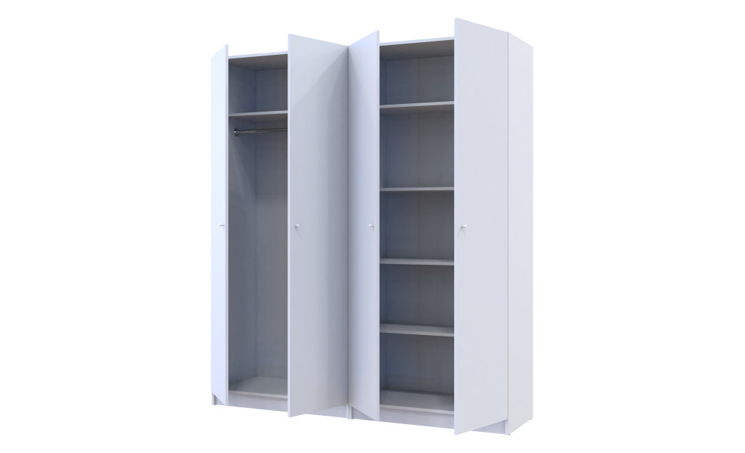 Kleiderschrank Doros Promo Set mit Böden Weiß 2+2 Türen 180x48x204 (44900288)