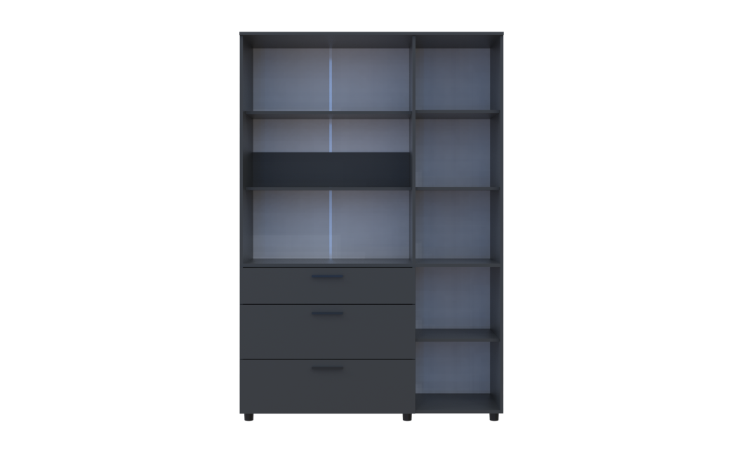 Kleiderschrank Doros Thorn Anthrazit 3 Türen 3 Schubladen Böden 135x51,6x200 (44900494)