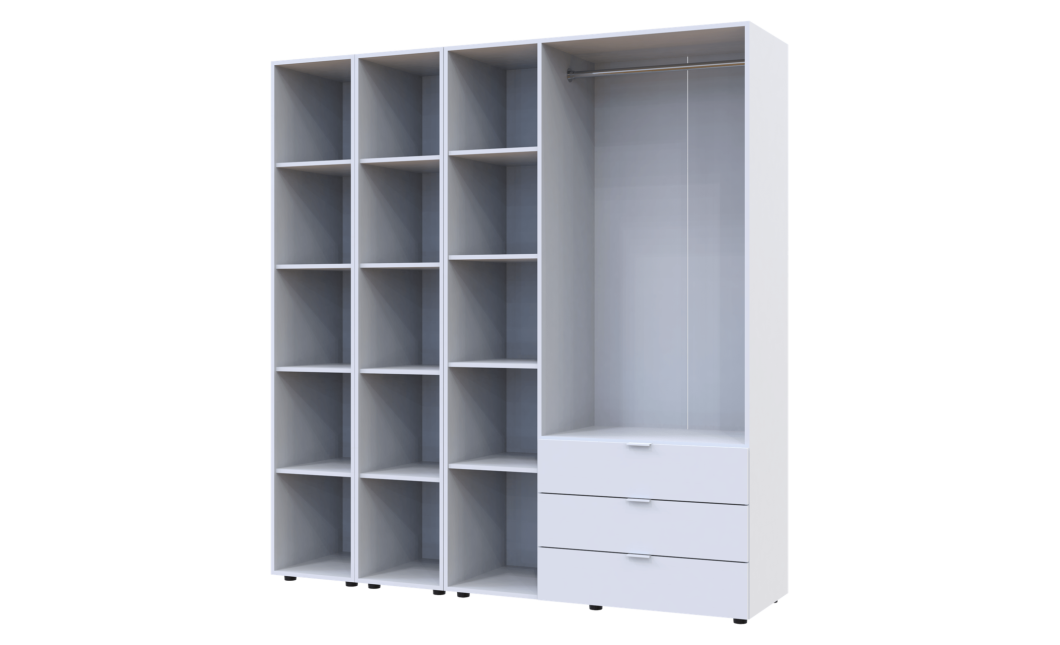 Kleiderschrank Doros Gelar Weiß 3 Türen mit 2 offenen Regalböden 192,6x49,5x203,4 (42005035)