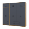 Kleiderschrank mit Aufsatz Doros Rondi Artisan Eiche/Graphit 2+4 Türen 242x52x236 (42005704)