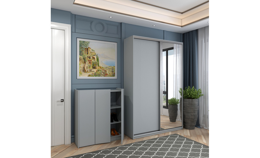 Kommode Doros Kassel Grau 3 Türen 97x40x110 (41516225)