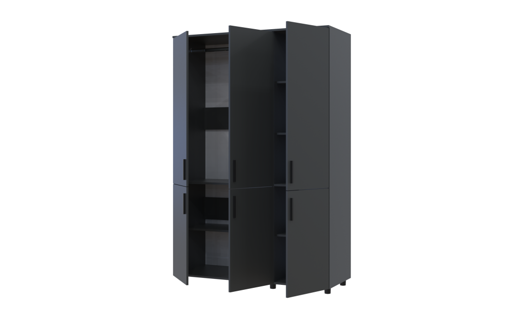 Kleiderschrank Doros Thorn Anthrazit 3 Türen Kleiderstange 135x51,6x200 (44900491)