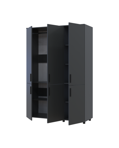 Kleiderschrank Doros Thorn Anthrazit 3 Türen Kleiderstange 135x51,6x200 (44900491)