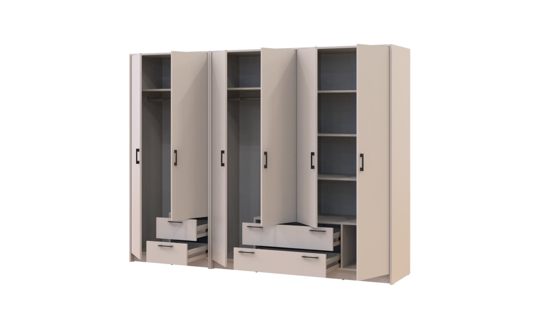 Kleiderschrank Doros Rondi Kaschmir 2+4 Türen 242x52x195 (42005620)