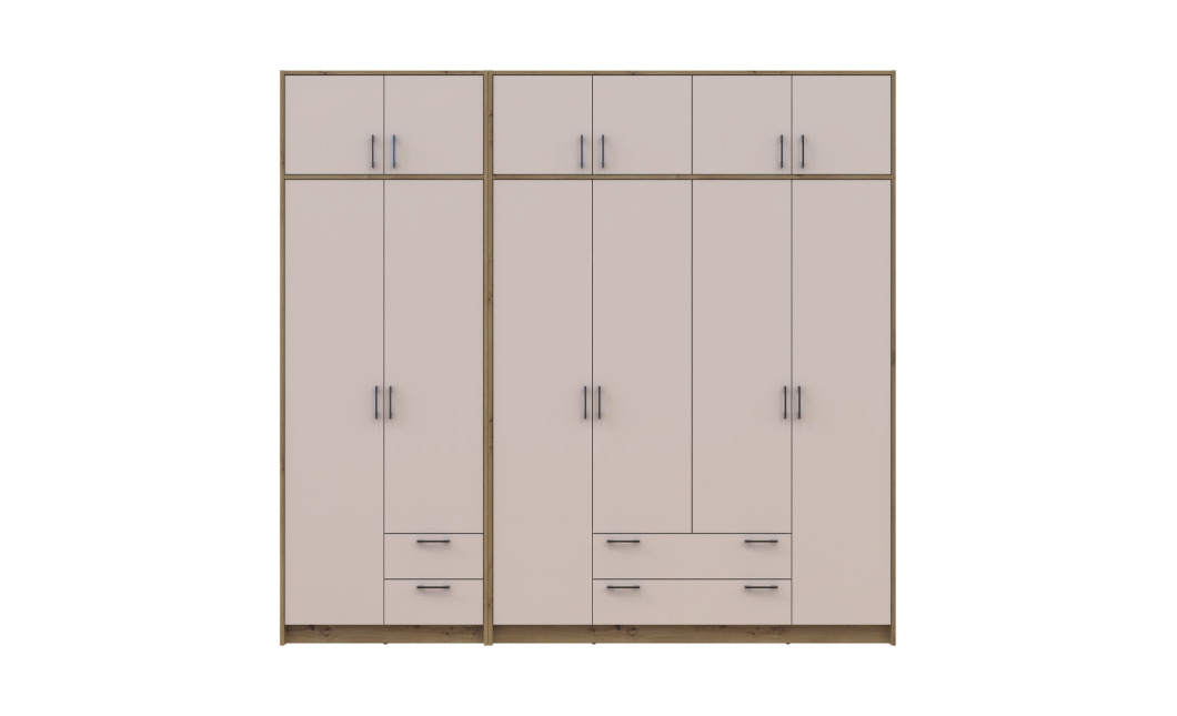 Kleiderschrank mit Aufsatz Doros Rondi Artisan Eiche/Kaschmir 2+4 Türen 242x52x236 (42005668)