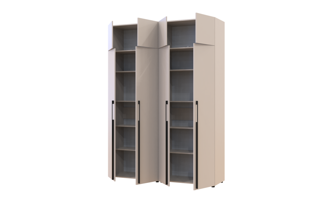 Kleiderschrank mit Regalen und Aufsatz Doros Kasper Kaschmir 2+2 Türen 180x48x245 (42005540)