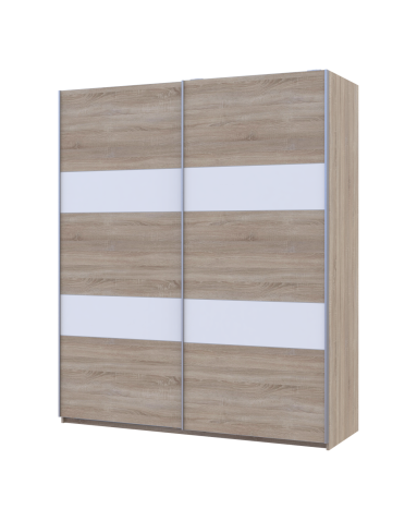 Kleiderschrank Doros L-Caiser Schiebetüren Sonoma Eiche Weiß Klondike 2 Türen 180x60x213 (65789455)