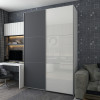 Kleiderschrank Doros G-Caiser Schiebetüren Weiß Graphitgrau mit Spiegel 180x60x240 (42005094)