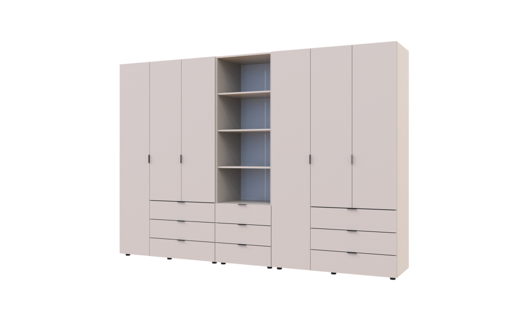 Kleiderschrank Doros Gelar Kaschmir 3+3 Türen Säulenschrank 292,4x49,5x203,4 (42005178)