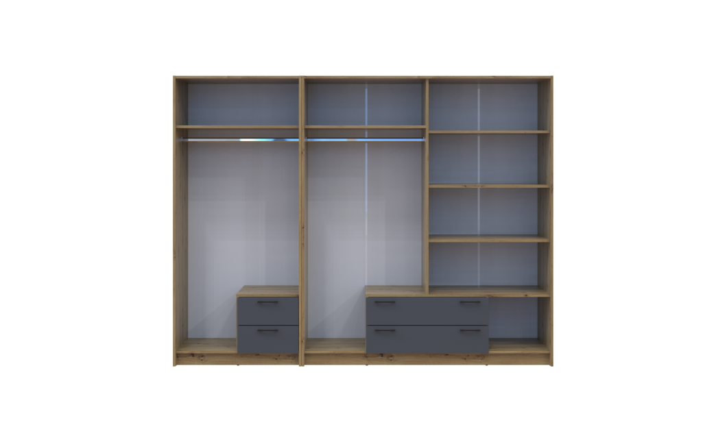 Kleiderschrank Doros Rondi Artisan Eiche/Graphit 2+4 Türen 242x52x195 (42005692)