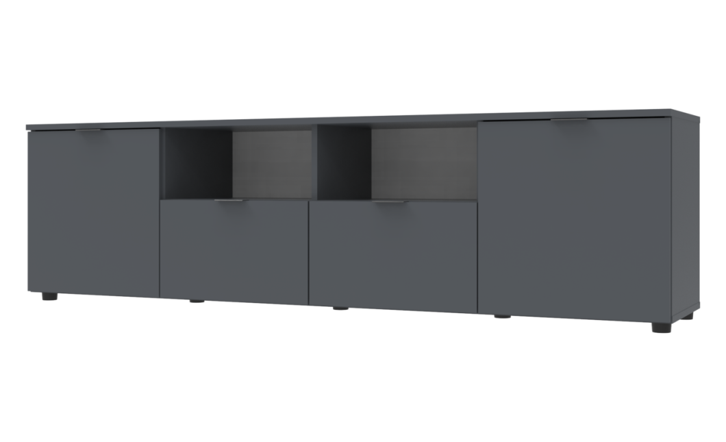 Kommode Doros Ron 4 Graphitgrau 2 Türen 2 Schubladen 180x38x50 (44900234)