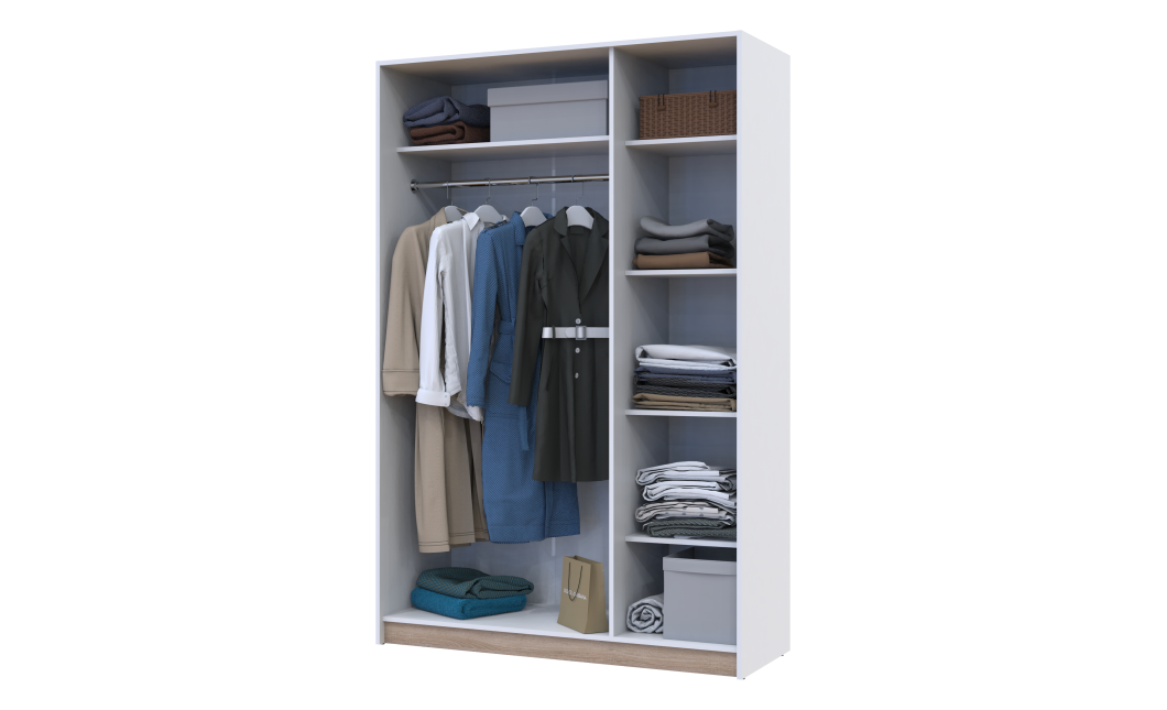 Kleiderschrank Doros Austin mit Drehtüren Weiß 135x51x205 (80737167)
