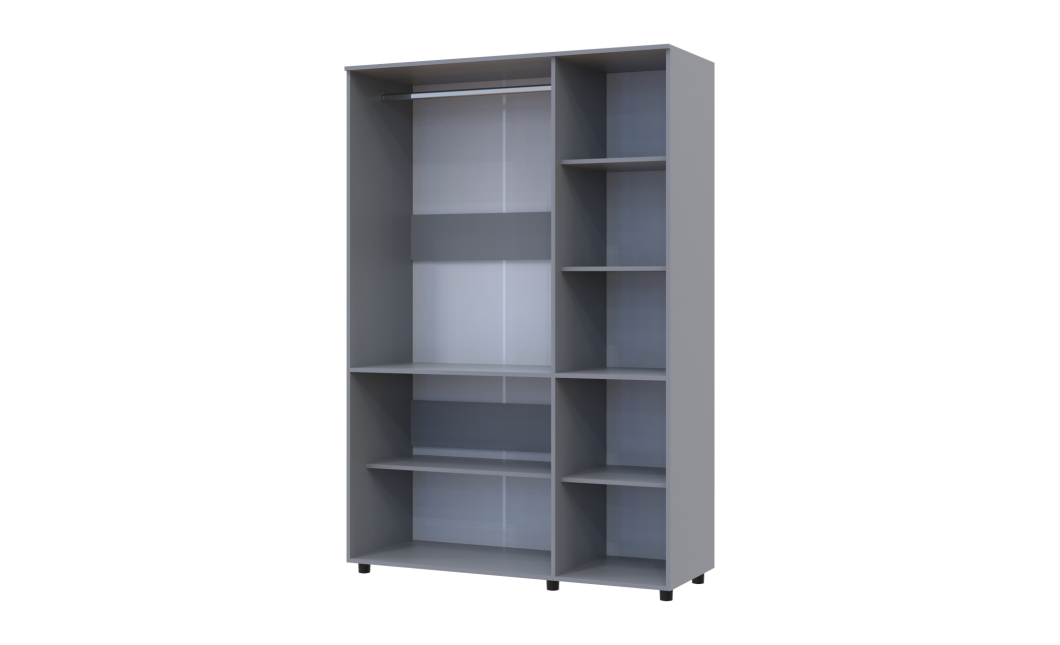 Kleiderschrank Doros Thorn Grau 3 Türen Kleiderstange 135x51,6x200 (44900487)