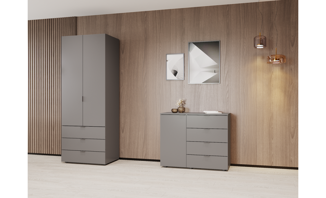 Kleiderschrank Doros Gelar mit Drehtüren Graphitgrau 2 Türen 77,5x49,5x203,4 (80737023)