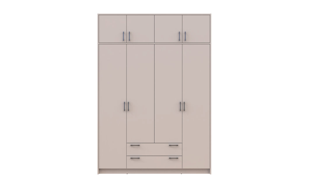 Kleiderschrank Doros Rondi mit Drehtüren mit Oberschrank Kaschmir 4 Türen 160x52x236 (80738479)