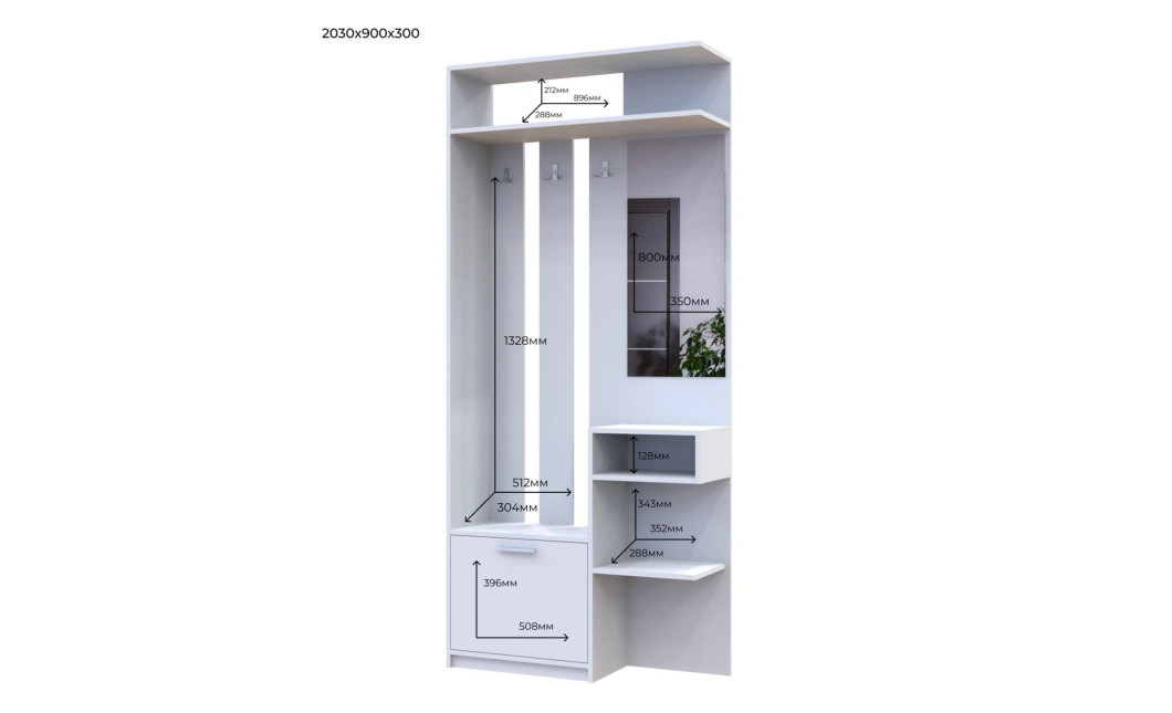 Flurschrank Doros Riviera Weiß 91,5x30x203 (80387331)