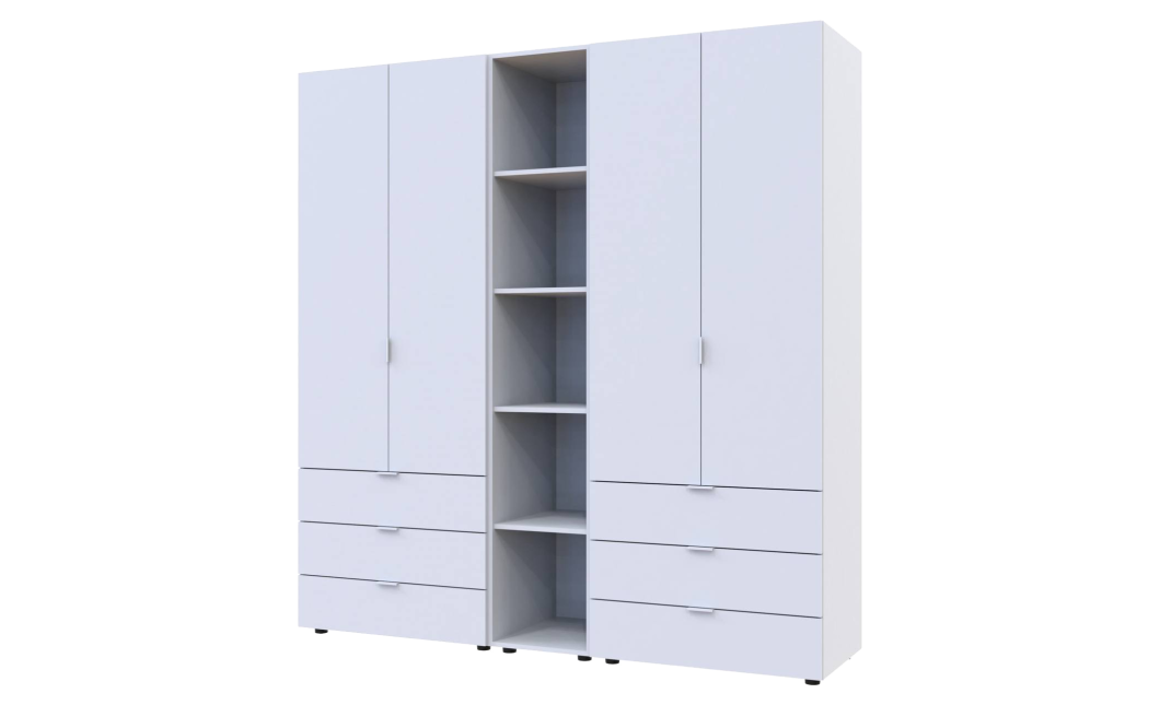 Kleiderschrank Doros Gelar Weiß 2+2 Türen mit offenem Regal 193,2x49,5x203,4 (42005031)