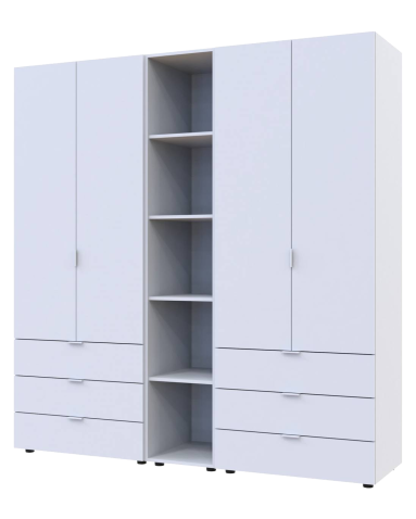Kleiderschrank Doros Gelar Weiß 2+2 Türen mit offenem Regal 193,2x49,5x203,4 (42005031)