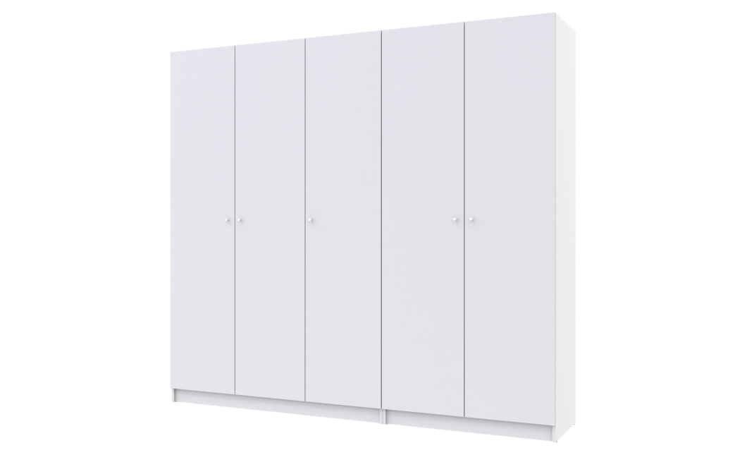 Kleiderschrank Doros Promo mit Drehtüren Weiß 2+3 Türen 225x48x204 (42005004)