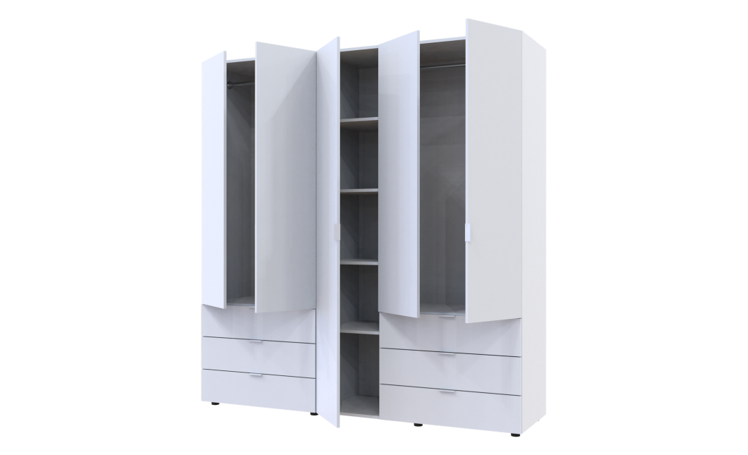 Kleiderschrank Doros Gelar Set mit Drehtüren Weiß 2+3 Türen 193,7x49,5x203,4 (42002116)