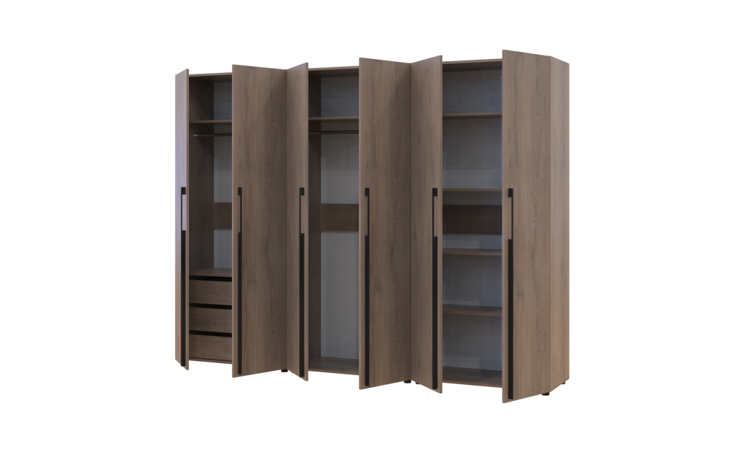 Kleiderschrank mit Regalen und Schubladen Doros Kasper Cremona Cannolo 2+2+2 Türen 270x48x204 (42005731)