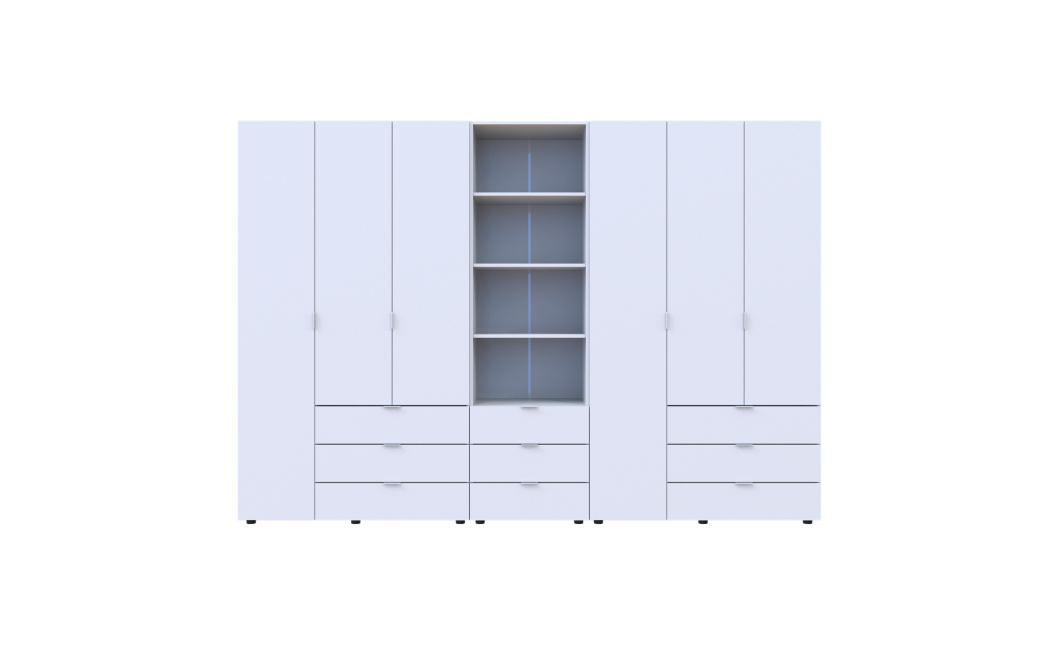 Kleiderschrank Doros Gelar Weiß 3+3 Türen Säulenschrank 292,4x49,5x203,4 (42005166)