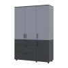 Kleiderschrank Doros Thorn Anthrazit/Grau 3 Türen 3 Schubladen Kleiderstange 135x51,6x200 (44900521)