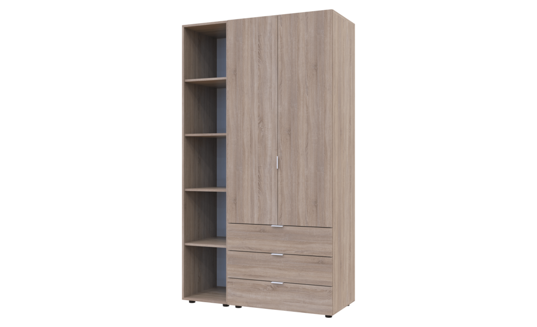 Kleiderschrank Doros Gelar Sonoma Eiche 2 Türen mit offenem Regal 115,7x49,5x203,4 (42005041)