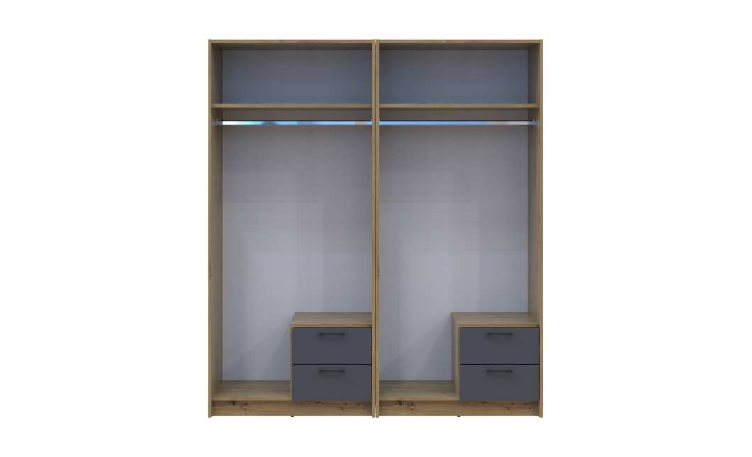 Kleiderschrank Doros Rondi Artisan Eiche/Graphit 2+2 Türen 164x52x195 (42005688)
