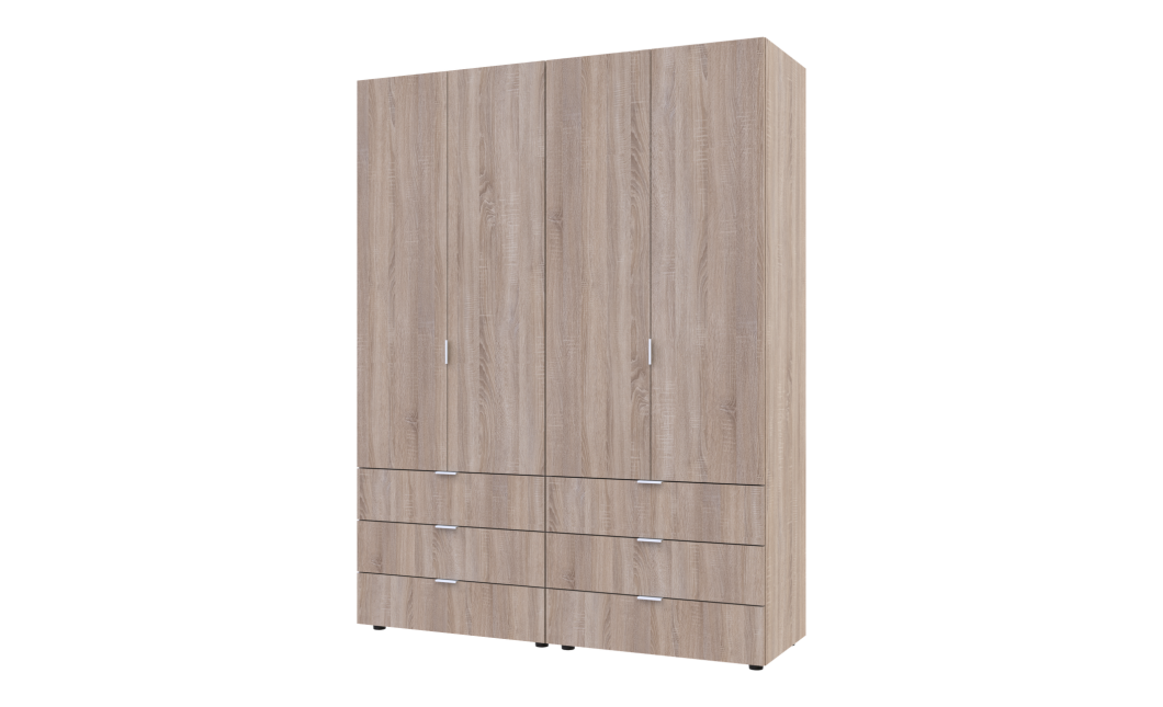Kleiderschrank Doros Gelar Set mit Drehtüren Sonoma Eiche 2+2 Türen 155x49,5x203,4 (42002123)