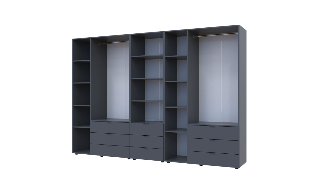 Kleiderschrank Doros Gelar Graphitgrau 3+3 Türen Säulenschrank 292,4x49,5x203,4 (42005172)