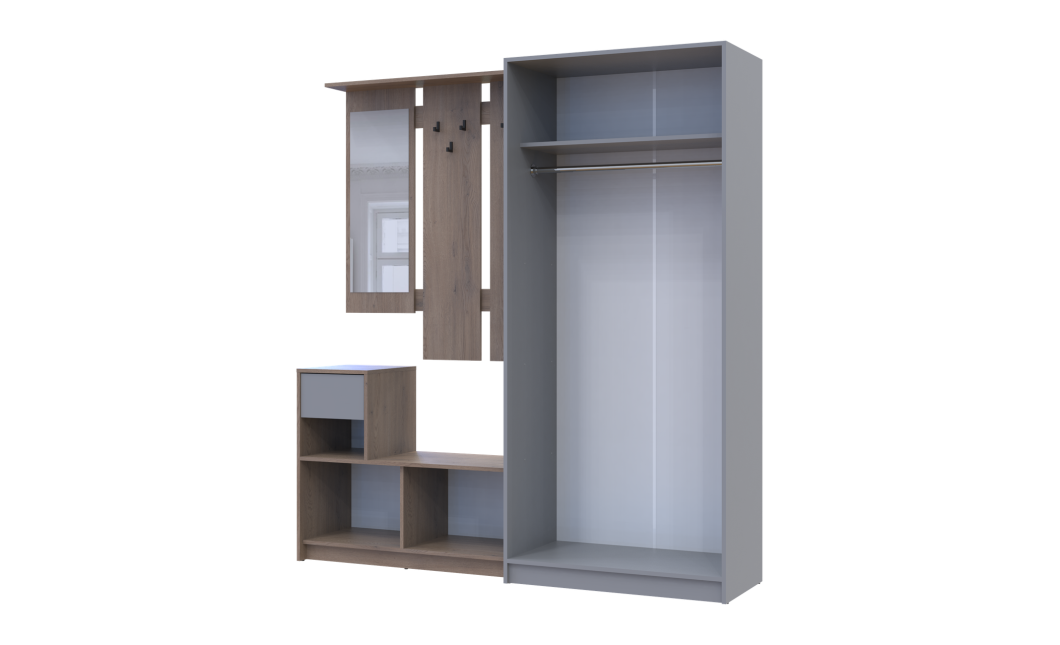 Flurmöbel Set Bela + Kleiderschrank Promo Cremona Cannolo/Grau 190x48x204 (42005331)