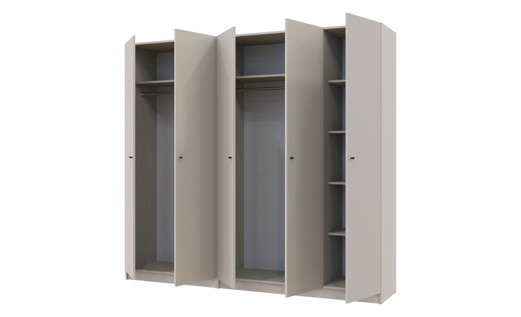 Kleiderschrank Doros Promo mit Drehtüren Kaschmir 2+3 Türen 225x48x204 (80737673)
