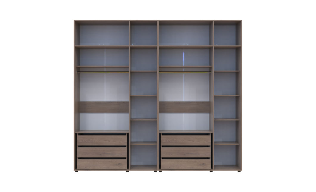 Kleiderschrank mit Schubladen und Aufsatz Doros Kasper Cremona Cannolo 3+3 Türen 270x48x245 (42005579)