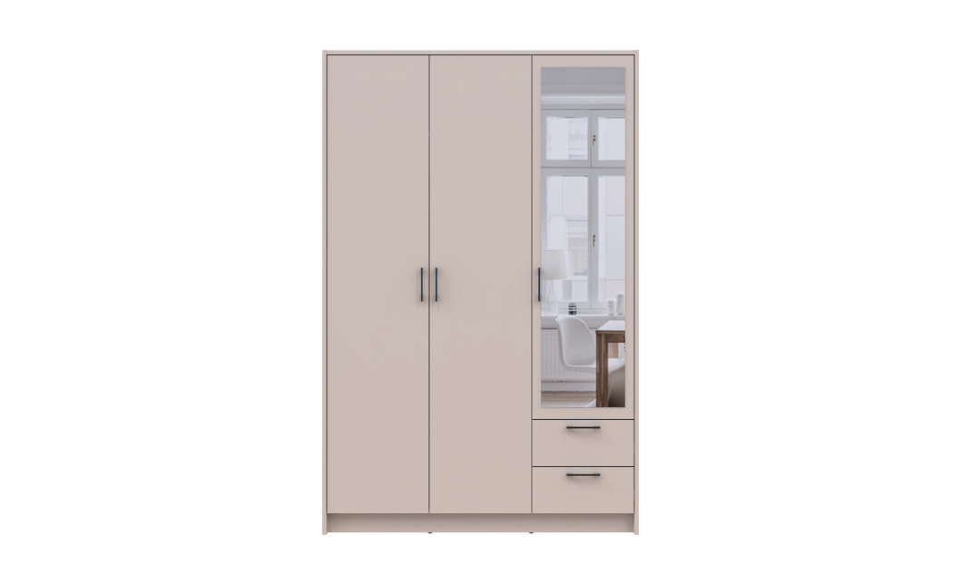 Kleiderschrank Doros Rondi mit Drehtüren mit Spiegel Kaschmir 3 Türen 121x52x195 (80738473)