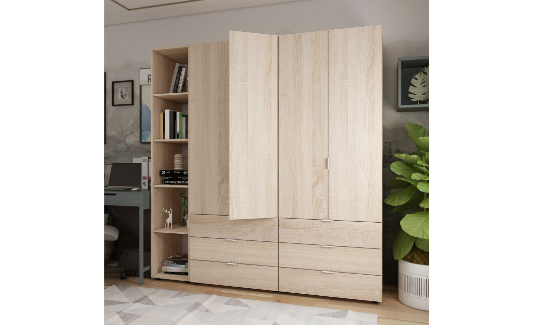 Kleiderschrank Doros Gelar Sonoma Eiche 2+2 Türen mit offenem Regal 193,2x49,5x203,4 (42005044)
