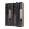 Kleiderschrank mit Spiegel und hohem Aufsatz Doros Rondi Artisan Eiche/Graphit 2+3 Türen 203x52x260 (42005715)
