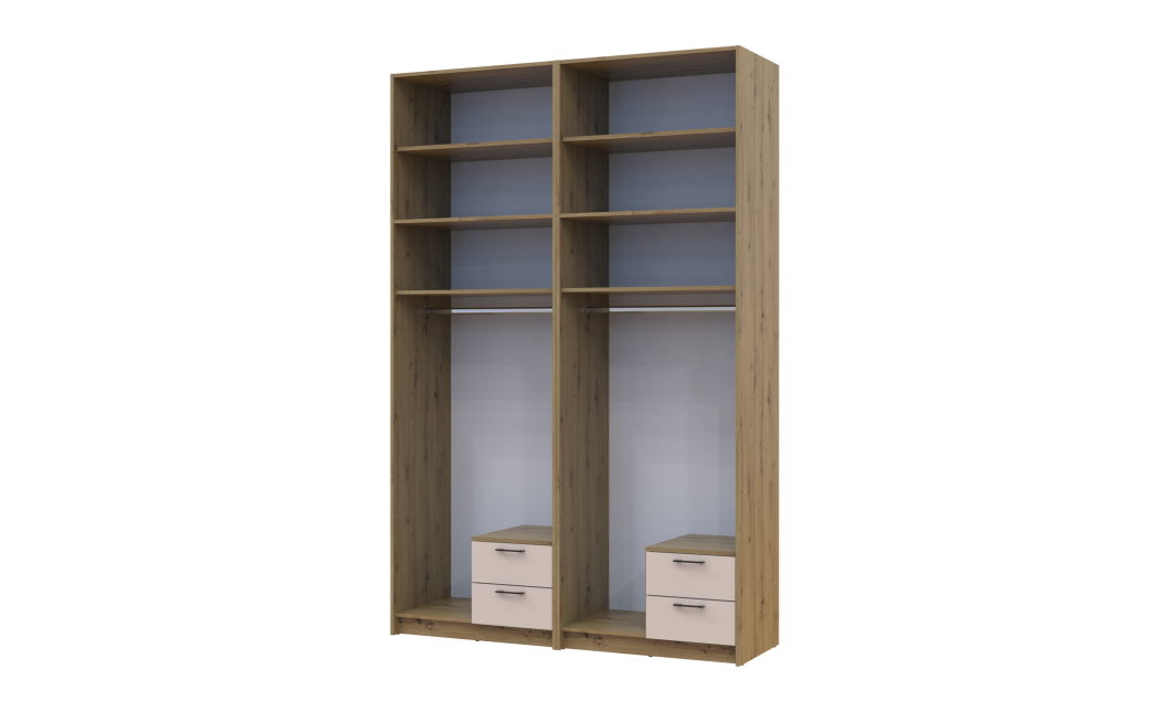 Kleiderschrank mit Spiegel und hohem Aufsatz Doros Rondi Artisan Eiche/Kaschmir 2+2 Türen 164x52x260 (42005677)