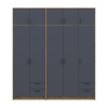 Kleiderschrank mit Aufsatz Doros Rondi Artisan Eiche/Graphit 2+3 Türen 203x52x236 (42005702)