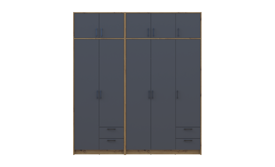 Kleiderschrank mit Aufsatz Doros Rondi Artisan Eiche/Graphit 2+3 Türen 203x52x236 (42005702)