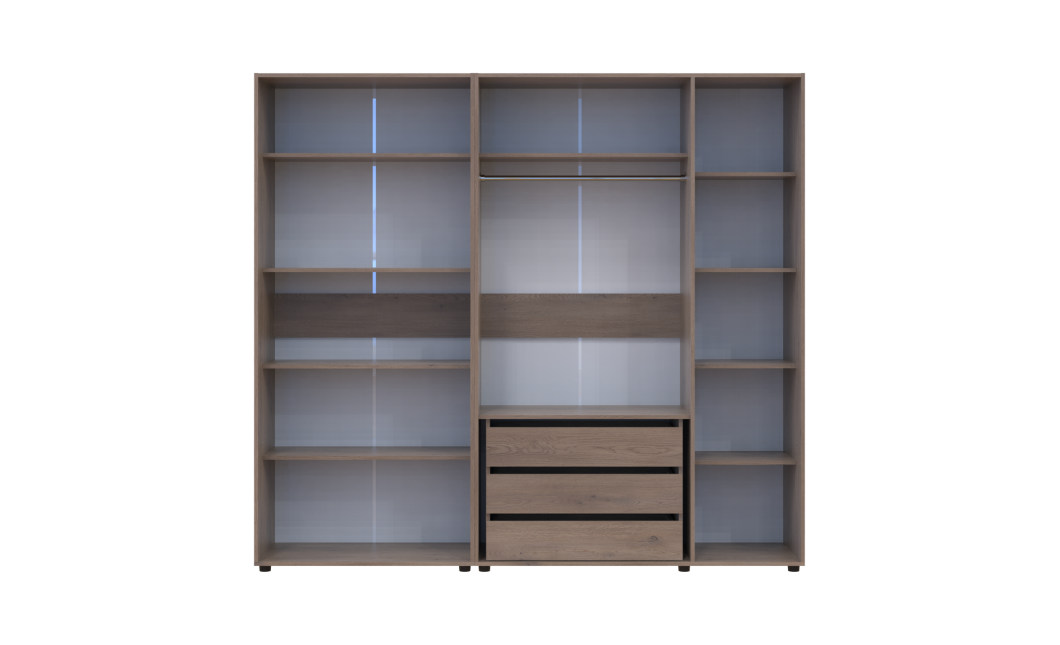 Kleiderschrank mit Regalen und Schubladen Doros Kasper Cremona Cannolo 2+3 Türen 225x48x204 (42005551)