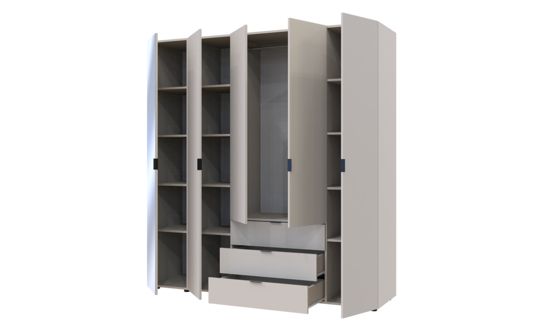 Kleiderschrank Doros Gelar Kaschmir 4 Türen mit Spiegel 194x49,5x203,4 (80737659)