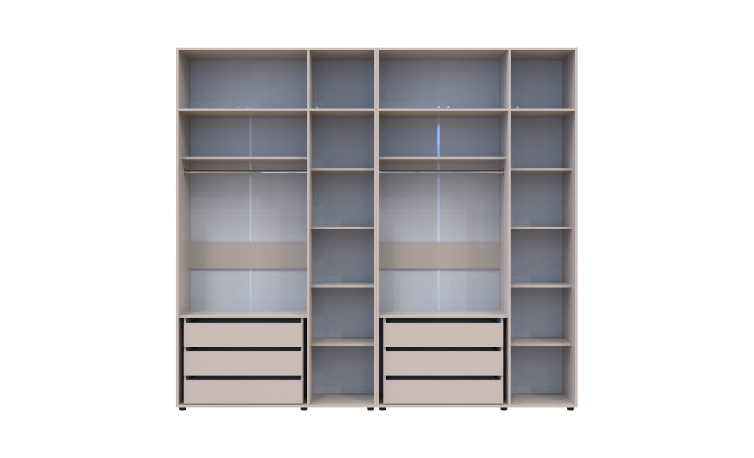 Kleiderschrank mit Schubladen und Aufsatz Doros Kasper Kaschmir 3+3 Türen 270x48x245 (42005578)
