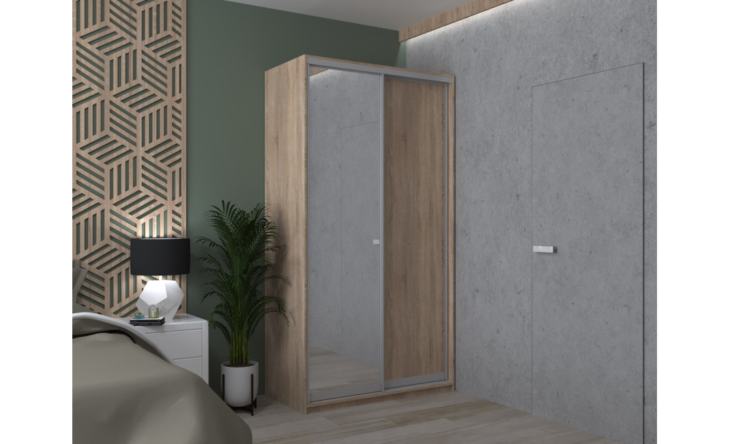 Kleiderschrank Doros City Light Schiebetüren Sonoma Eiche mit Spiegel 120x60x225 (42002035)