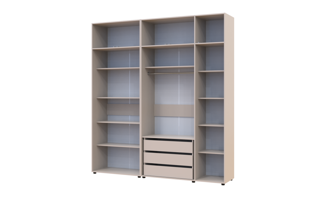 Kleiderschrank mit Schubladen, Regalen und Aufsatz Doros Kasper Kaschmir 2+3 Türen 225x48x245 (42005556)
